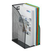 Porte-revues Relaxdays - 2 Compartiments Métal - Format A4 à C4 - Design Maille Argent