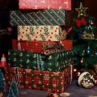 12pcs Papier Cadeau Kraft Noël Décoratif Papier 6 Modèles 70*50cm avec 12 Étiquettes + Corde d'emballage + Ruban Adhésif Double