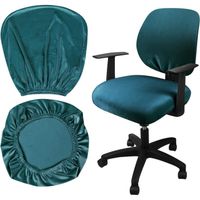 Housses de chaise extensibles en velours,Housse de coussin pour chaise de bureau,lavable en machine,pour maison,bureau(paon bleu)