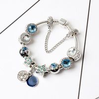 18CM Bracelet Charmes de Bijoux Argent Sterling 925/1000 bijoux femme Bleu Cristal Pandora style cadeau femme 