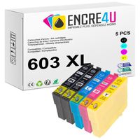 603XL ENCRE4U - Lot de 5 cartouches d'encre compatibles avec EPSON 603 XL Etoile de Mer ( 2 Noir + 1 Cyan + 1 Magenta + 1 Jaune )