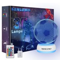 KENLUMO Lampe football Noël Enfant Cadeau Mbappé Lampe de chevet LED télécommande Touchez pour changer de couleur decoration ado
