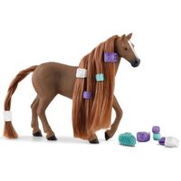 Figurine Jument Pur-sang Anglaise à coiffer - Figurine Cheval Réaliste avec Crinière Coiffable et Accessoires - Pour Garçons et