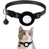 Collier pour chat avec boucle de sécurité et cloche, collier réfléchissant pour chat de 1 cm de large avec sup (noir)