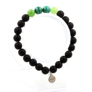 Bracelet Perles Homme/femme - Malachite Du Congo, Azurite, Chrysocolle, Onyx Noir & Bois - Abijoux