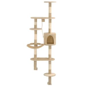 ARBRE À CHAT Arbre à chat avec griffoirs en sisal Montage mural 194 cm Beige-AKO7382265504855