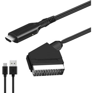 uhddadi Convertisseur péritel vers HDMI, Adaptateur péritel vers HDMI,  Convertisseur audio vidéo HD 1080P avec câble HDMI - Pour HDTV