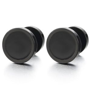 10-12MM Noir et Blanc Cercle Boucles doreilles Homme Femme Bouchon Jauge doreille Faux Cheater Fake Gauges Plugs Acier