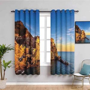 Taille Totale 150x166 cm Rideaux Occultants Paysage De Montagne Polyester Rideaux à Oeillet Lsolation Thermique et Réduction du Bruit pour Salon Chambre 2 Panneaux