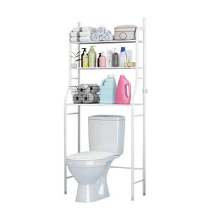 COLONNE - ARMOIRE SDB Meuble WC ou Machine à laver Meuble dessus Toilette Étagère de salle de bain 3 étagères 68x160x25cm(LxHxP)
