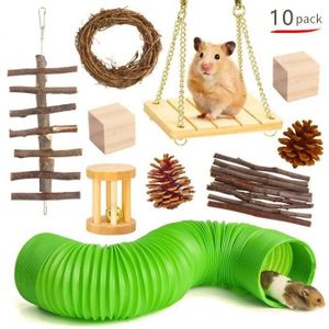 JOUET High-Ensemble de jouets pour hamster perroquet de cochon d'inde de lapin pour animaux de compagnie jouant avec des jouets en bois