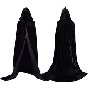 135cm de Long Sorciere Enfant Adulte Cape a Capuche Longue pour Toussaint Cikuso Cape Noire de la Mort de Toussaint 