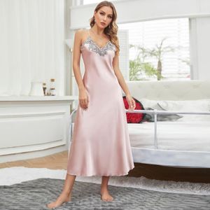 PYJAMA Nuisette Femme en Satin Pyjama Femme Longue Dentel