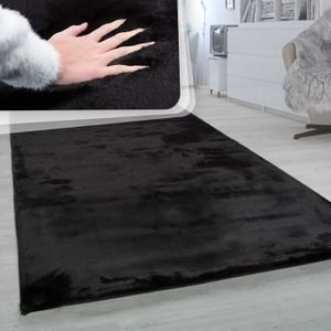 Buohwiwe Tapis Moderne 3D Noir Tapis Flanelle - Chambre Salon Chambre  Enfant Tapis Noir Decoration Carpet - Antidérapante Moquette 80x150 cm