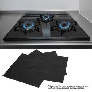 Carrées Réutilisables 4 revêtements de protection pour plaques de cuisson de cuisinière à gaz Nettoyage facile Taille M Noir 