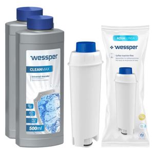 Kit accessoires pour cafetière DeLonghi - Détartrant DeLonghi + 10x Filtre  Wessper - Blanc et bleu - Cdiscount Electroménager