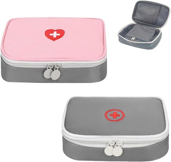Lot de 2 sacs de premiers secours – Trousse de voyage pour médicaments – Sac de rangement vide pour fournitures médicales – Pochette de voyage portable pour la maison, le bureau, la