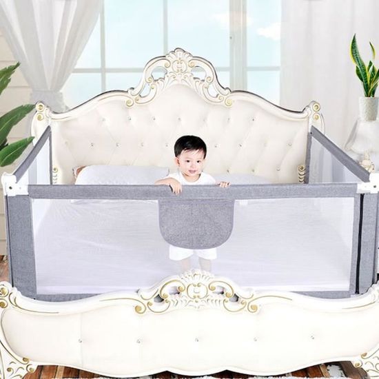 YUDAN 150cm Barrière de Lit Enfant, Pliable et Ajustable, Barrière de Lit Bebe Protection adaptées aux lits d'enfants 1 côté