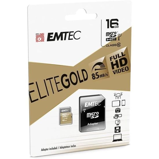 Carte SD EMTEC 64Go UHS-I U3 Classe 10 - Vitesse Lecture 100MB/s Avec Adaptateur