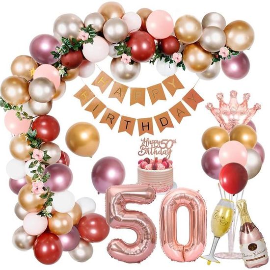 Decoration Anniversaire 50 Ans Femme, Ballons 50 Ans Anniversaire Femme, Or  Rose Ballons Joyeux Anniversaire Bannière, Kit D[N12607] - Cdiscount Maison