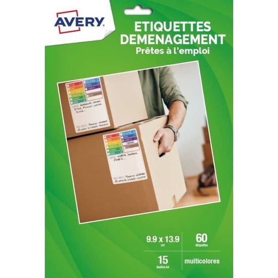 120 étiquettes Autocollantes 9,5x10,5 Cm - Pour Déménagement, Bureau, Rangement, Organisation - 12