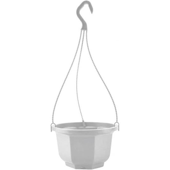 Cache-Pot Suspendu Blanc Avec Trous De Drainage - 24x24x13,4 Cm - Jardinière Intérieur/Extérieur - YARNOW