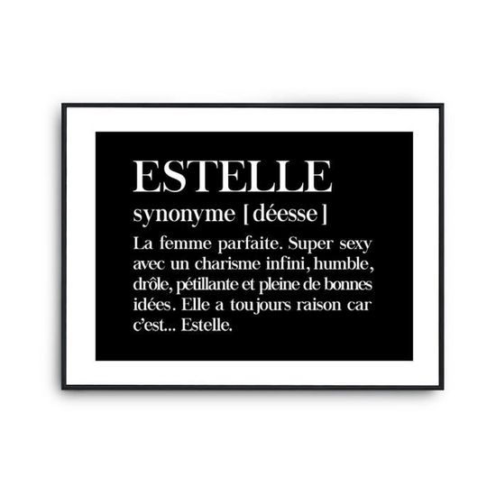 Affiche Estelle Prénom définition Humour Poster Décoration Murale papier qualité Premium A2