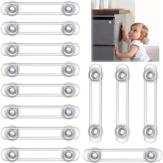 Bloque tiroir, armoire, réfrigérateur - Sécurité bébé (5 pièces + 5  gratuits)