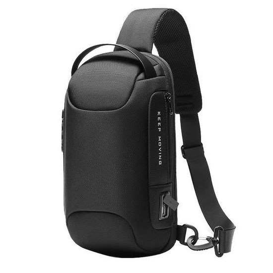 Sac Bandoulière Homme Antivol En Cuir PU - Noir Et Marron - Avec Port USB - Neuf Avec étiquettes