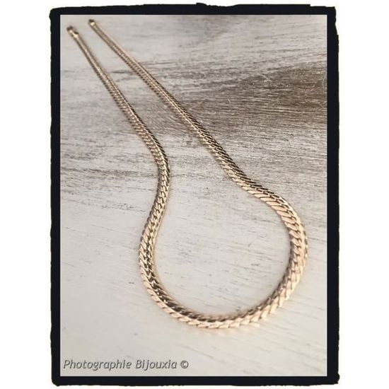 Collier Chaîne Plate Plaqué Or – Doré – Vintage Ou Occasion – Bijou Discret Et élégant