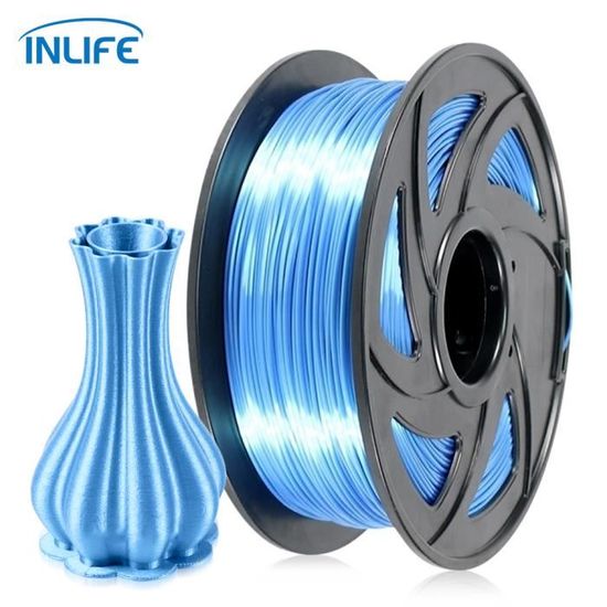Filament 3D Silk-PLA Bleu 1.75mm 1KG fil d'imprimante 3D INLIFE bobine pour imprimante 3D et stylo 3D