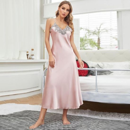 Nuisette Pièces Nuisette Femme Pièces Satin Peignoir Long
