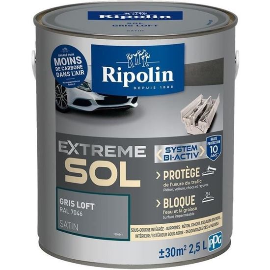 Peinture sol haute résistance gris argent souris RAL 7001 2.5l trafic