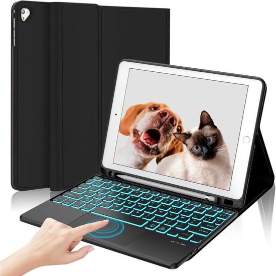Coque Avec Clavier Bluetooth AZERTY Pour IPad 9.7" (2018/2017, Air 2/1, Pro 9.7") - Ultra-mince, Veille Automatique, Autonomie Longue