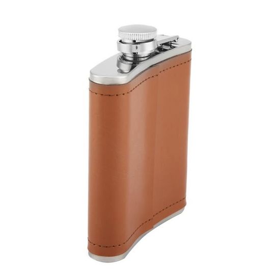 Flacon De Selle Acier Inoxydable Avec étui Cuir - Pour Chasse, équitation Ou Cadeau
