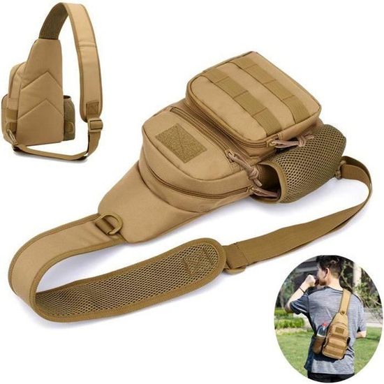 Sac De Poitrine Homme Imperméable - Sac à Bandoulière Avec Port USB, Léger, Pour Randonnée, Vélo, Voyage, Camping - 13