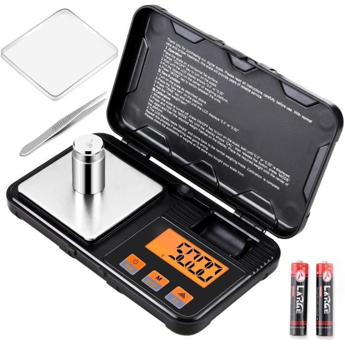 Balance De Précision 200g/0.01g – Portable, écran LCD, Piles Incluses, Orange
