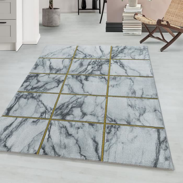 Carpet City Tapis De Salon, à Poils Courts - Crème - 160 X 230 Cm - Rectangulaire - Chiné - Motif