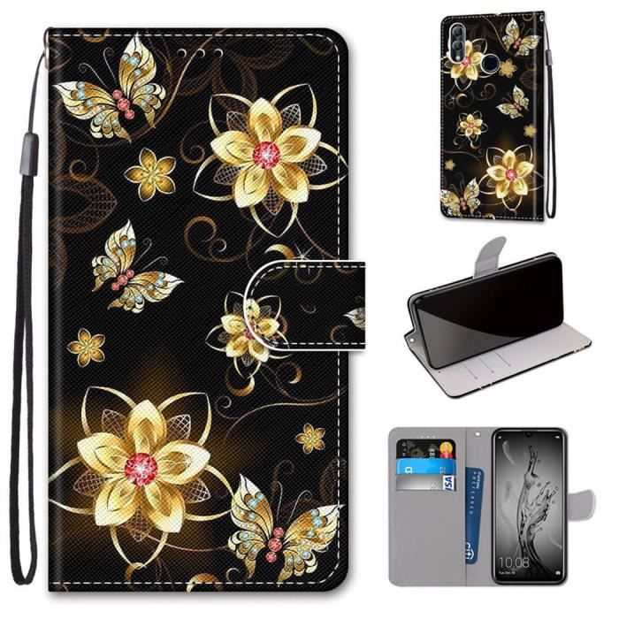 VoiceMe Housse Étui pour Huawei P Smart 2019, PU Cuir et TPU Doux Beau Motif Portefeuille Magnétique Support Dragonne -N22