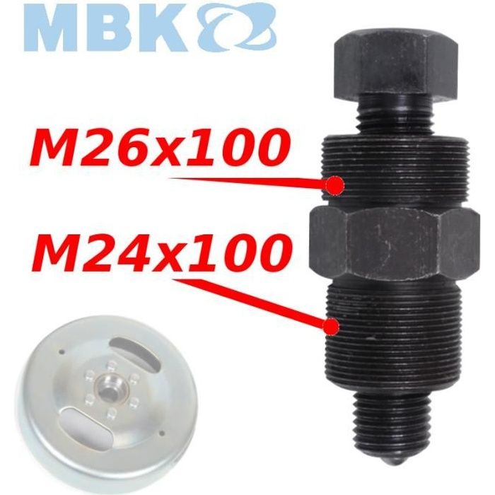ARRACHE VOLANT MAGNETIQUE MBK 41 51 MOTOBECANE 24 - 26x100 MOBYLETTE CAME TAMBOUR EMBRAYAGE EXTRACTEUR DIRECTION VARIATEUR M24 M26