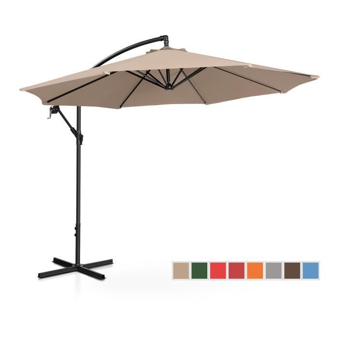 Parasol déporté de jardin Terrasse Protection Solaire Uniprodo UNI_UMBRELLA_R300CR (Crème, Rond, Rotatif, Ø 300 cm)