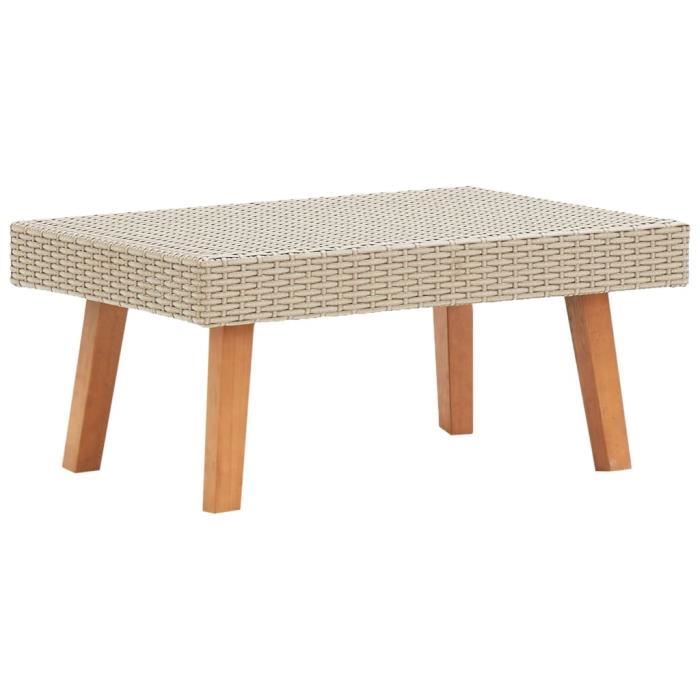 ♪♪1606 Table basse Classique - Table de salon Table Café de jardin Résine tressée Beige MEUBLE®
