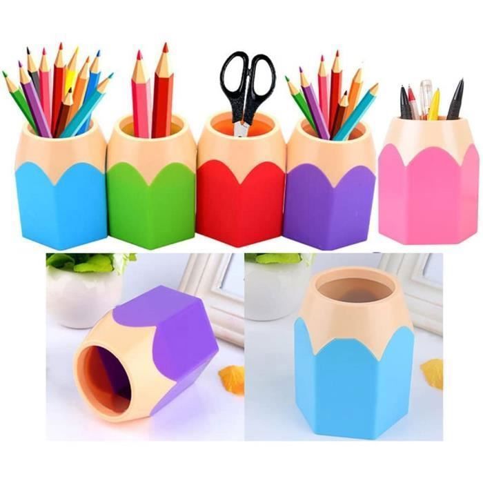 Lot de 5 stylos assortis Vase crayon Pot maquillage pinceau titulaire papeterie bureau organisateurs bien rangés (1 set 5 couleurs)