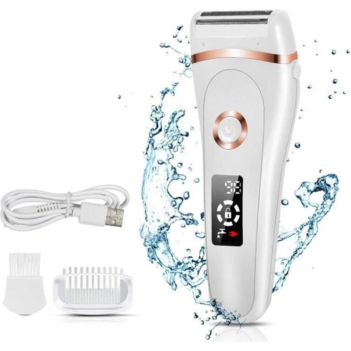Rasoir Électrique Femme, Rasoir électrique rechargeable pour femme sans douleur avec affichage à LED Tondeuse Bikini Électrique, Hai