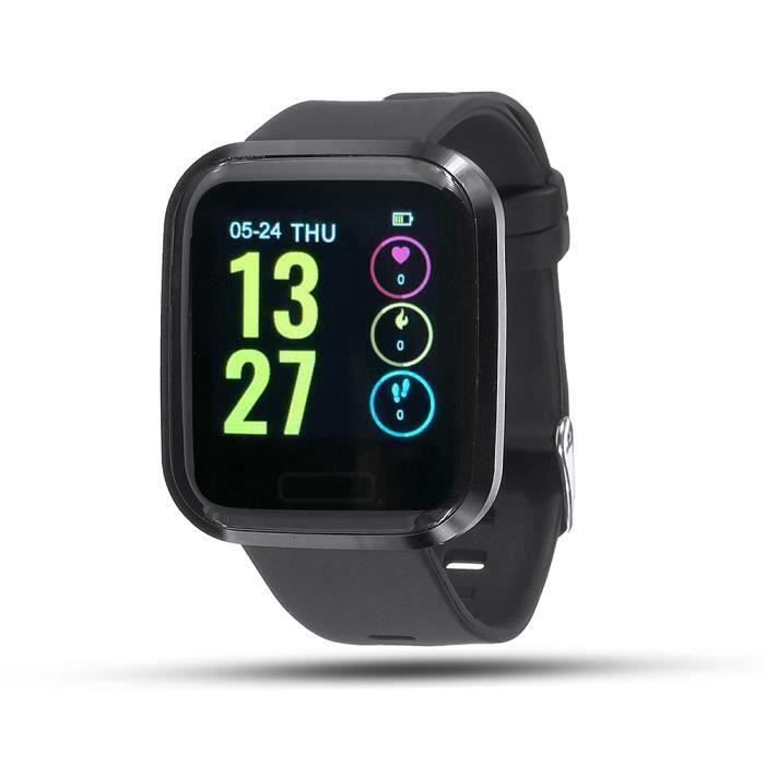 Cardiofréquencemètre - Montre Intelligent touche tactile pour Android iOS NOIR L42748