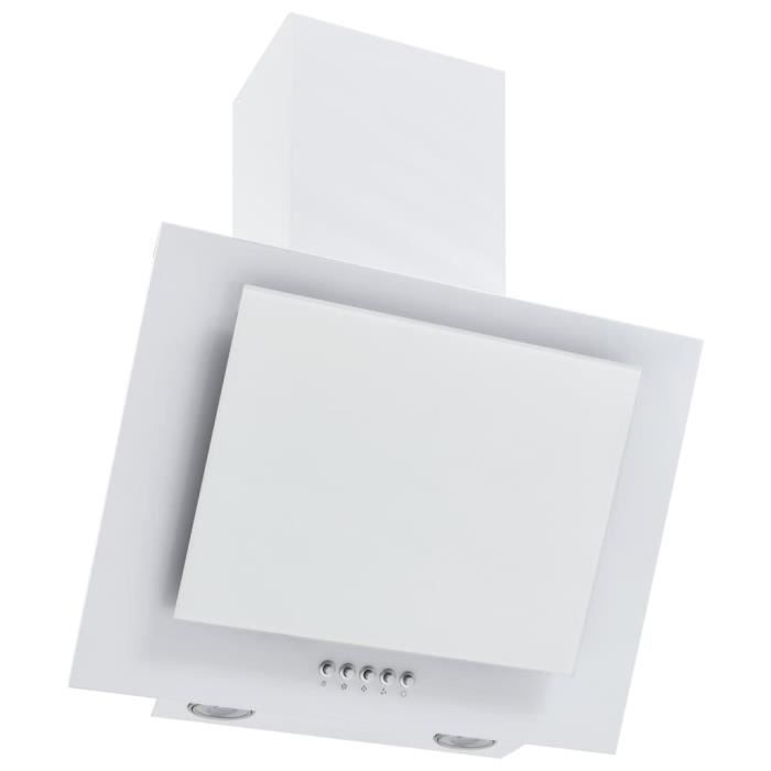 Magnifique - Hotte murale Hotte aspirante cuisine Hotte décorative 60 cm Acier inoxydable et verre trempé Blanc