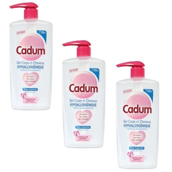 CADUM Gel corps et cheveux hypoallergéniques - PH neutre - 750 ml (Lot de 3)