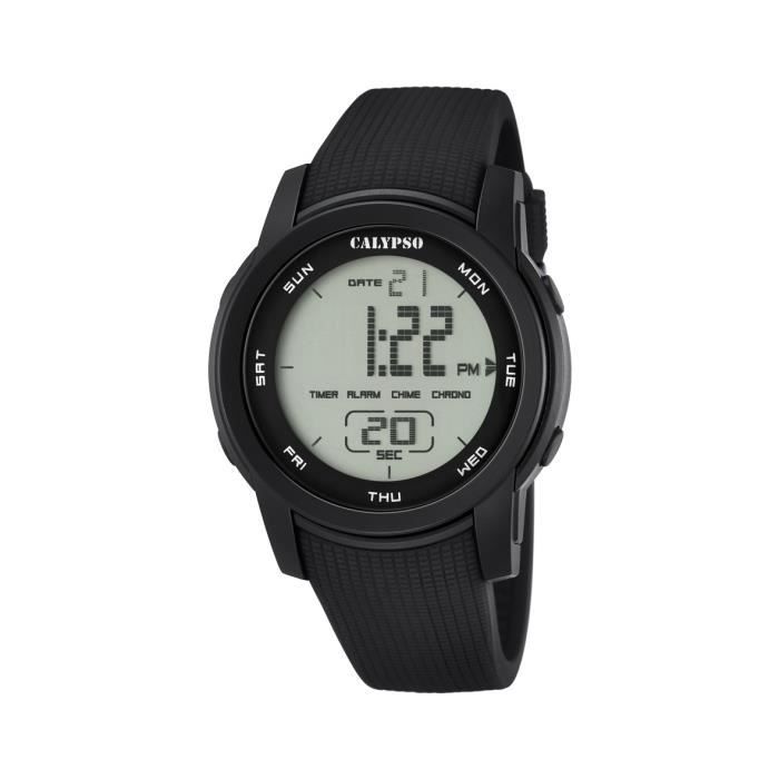 Calypso Unisexe Montre numérique avec écran LCD cadran affichage numérique et sangle en plastique noir K5698-6
