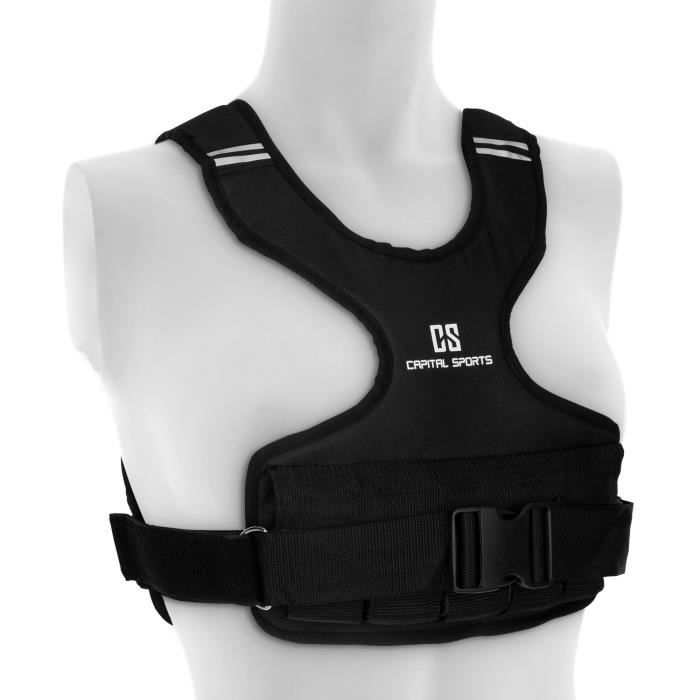 CAPITAL SPORTS Medusa Veste lestée de poids 5 kg - Sangle pectorale réglable - Toile nylon 1200 D - Noire