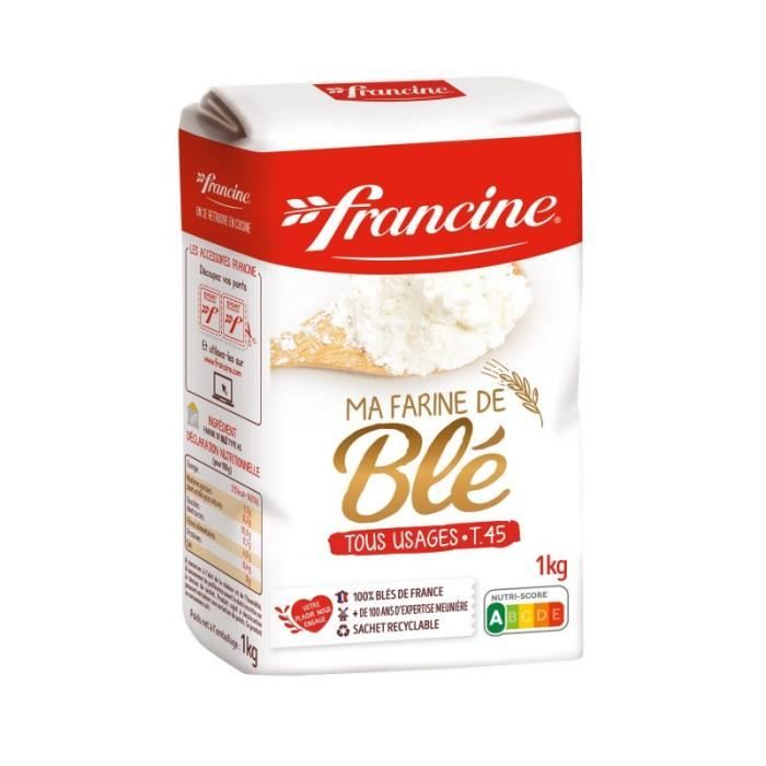 FRANCINE - Farine De Blé T45 Le 1Kg - Lot De 4